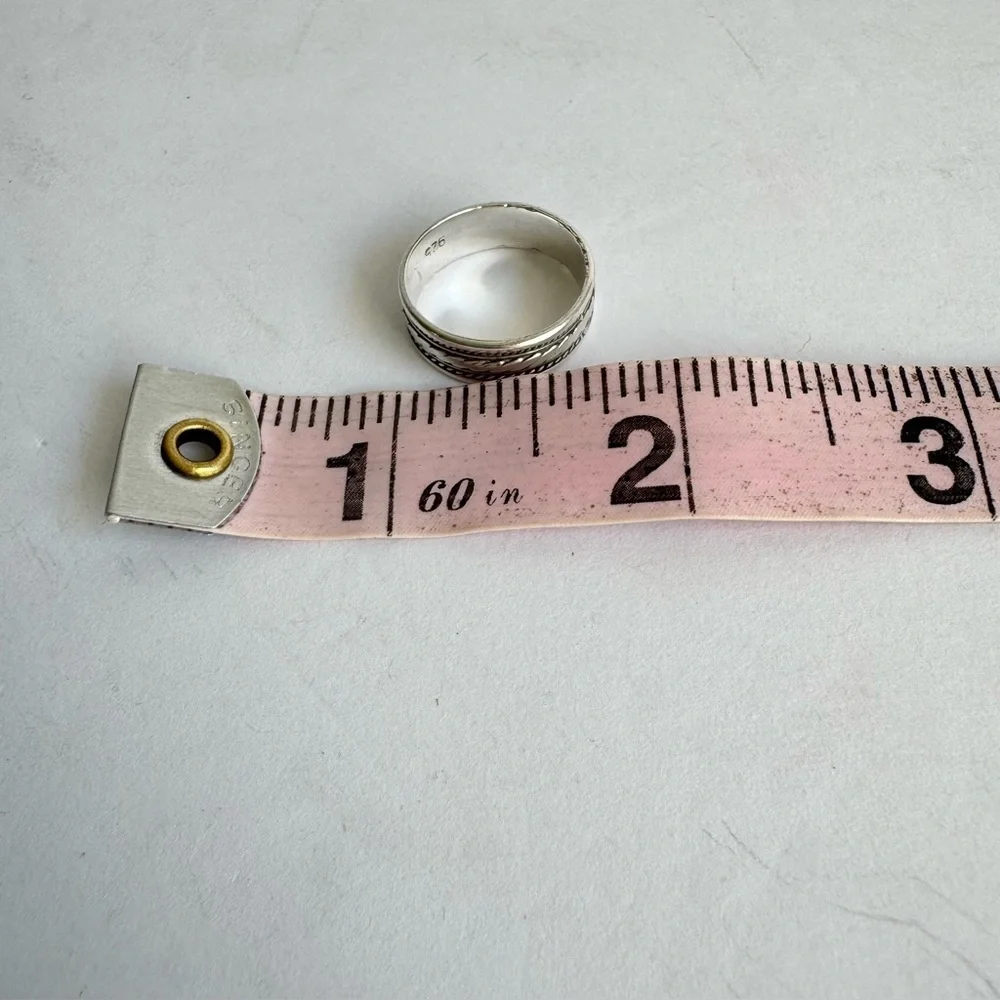 Vintage Sterling Silver Band Ring Textured Rope Simple‎ Unisex 925 Size 6.25